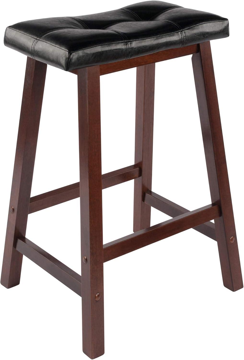 Winsome Mona Cushion Saddle Seat 24.84" Counter Height Barstool Hardwood/Toasted Walnut: Faux Leather, Wood Legs