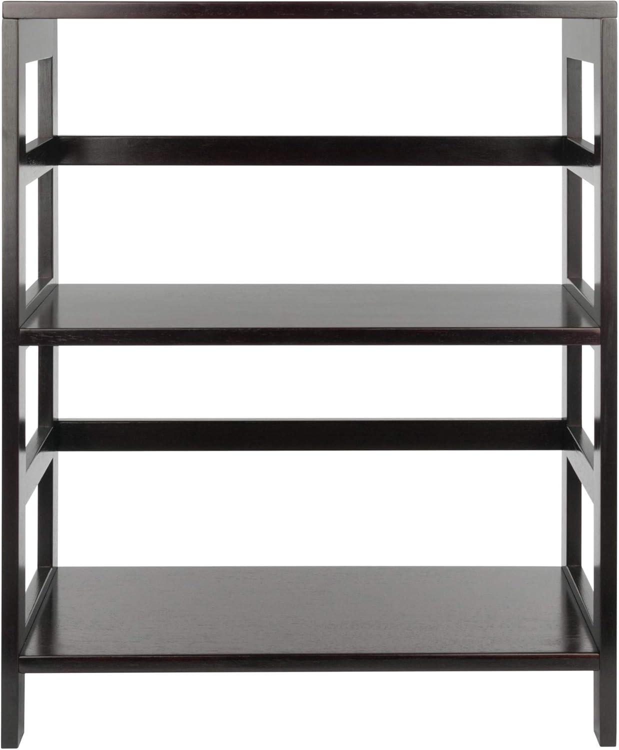 Espresso Brown Transitional 2-Section Wood Storage Shelf with Baskets