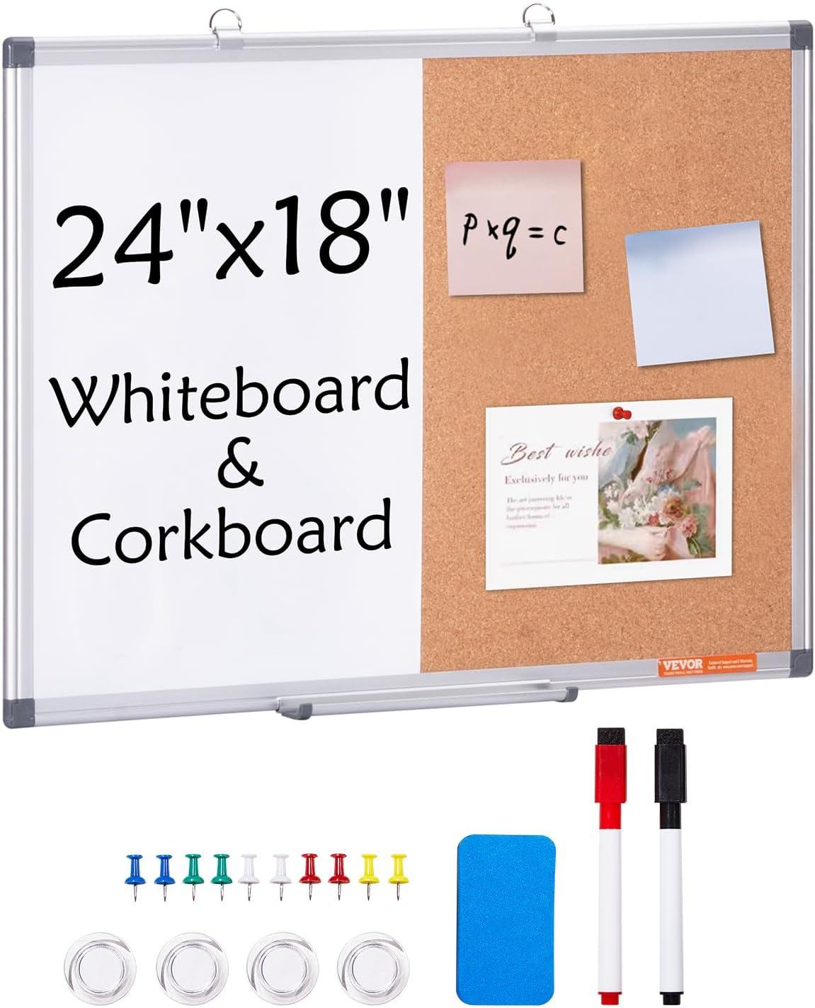VEVOR Whiteboard & Cork Board Combo with Aluminum | Wayfair