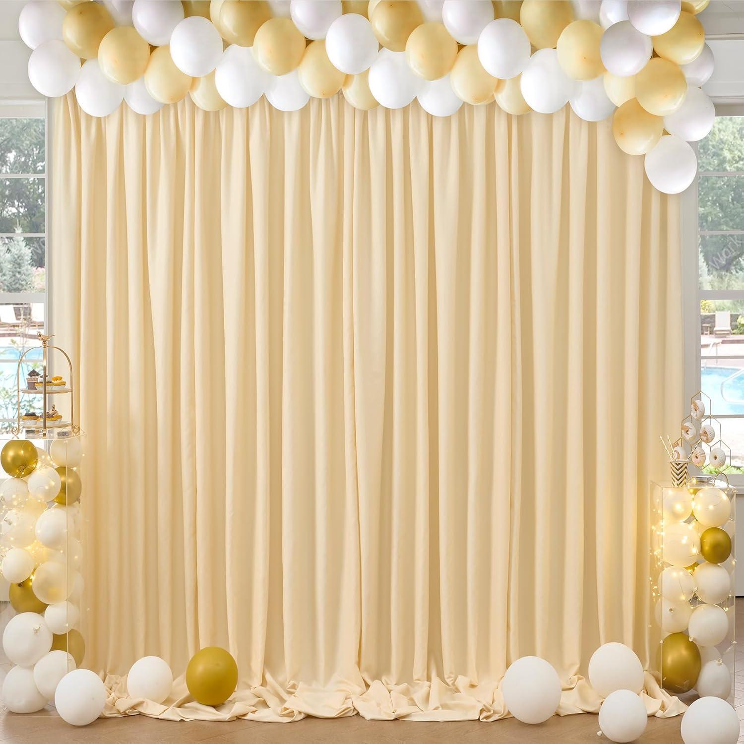 10ft x 10ft Champagne Polyester Backdrop Curtains for Events