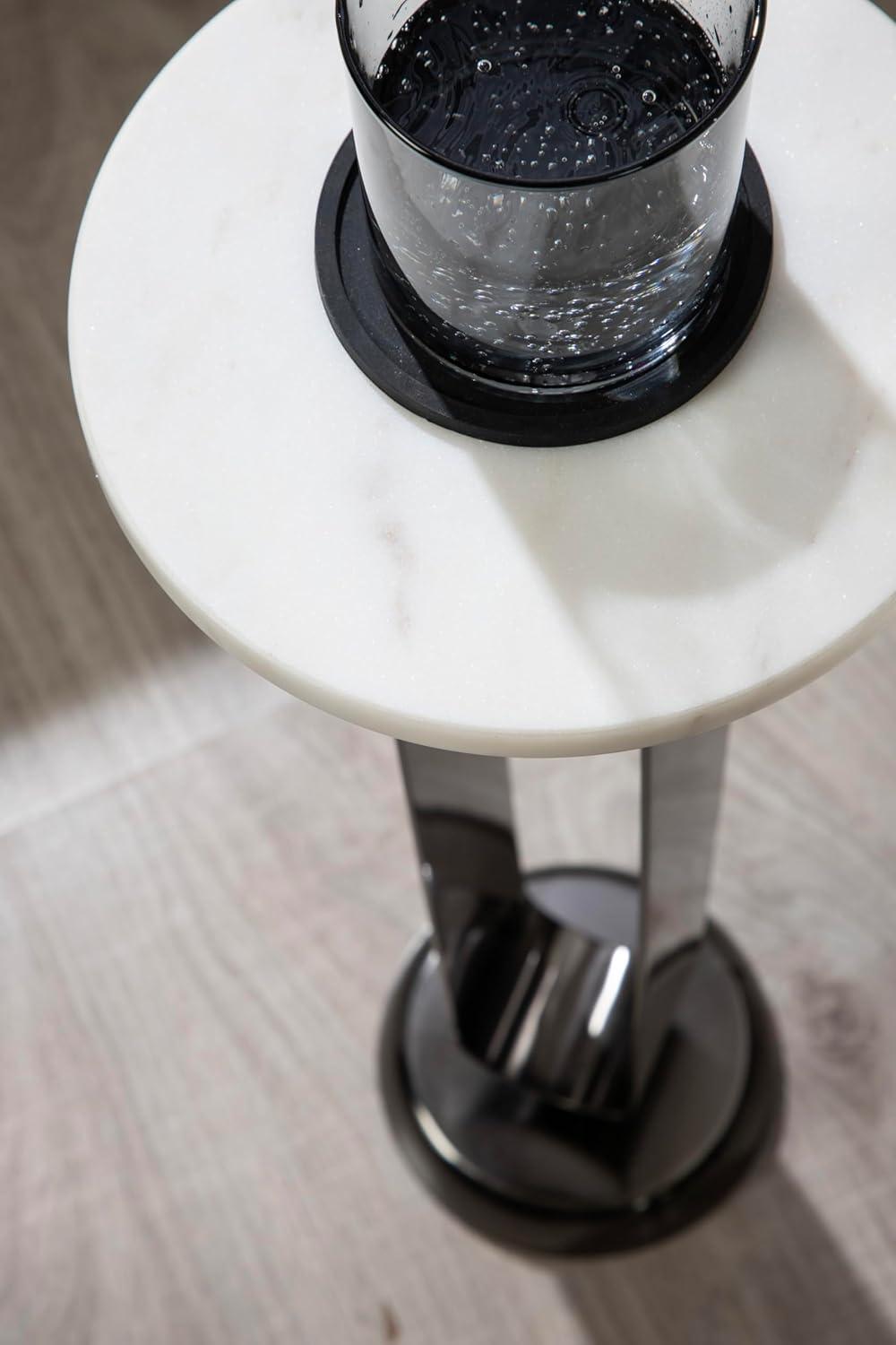 Kate and Laurel Helio Glam Drink Table, 8x8x24, Pewter