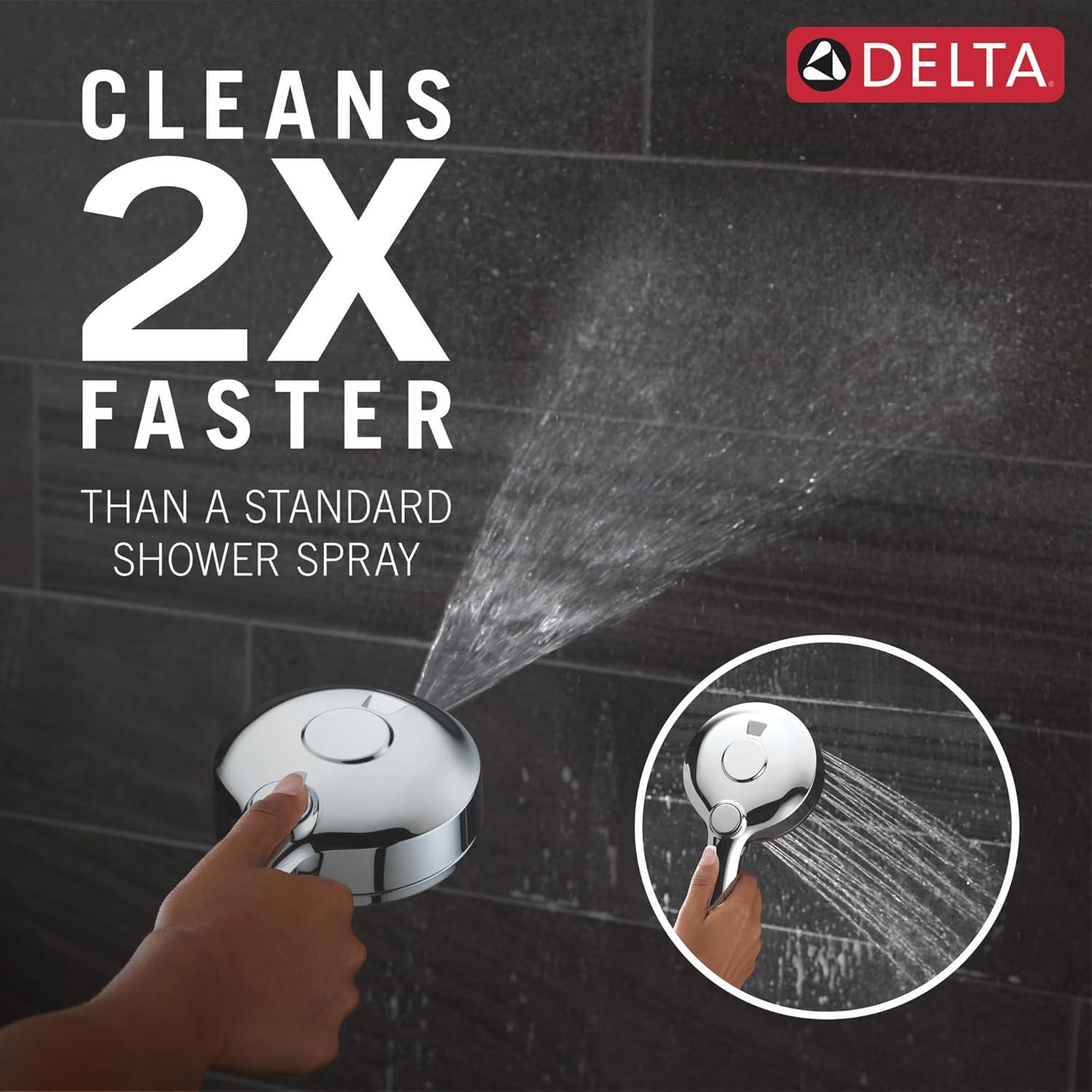 6-Setting HydroRain 2-in-1 Dual Shower Head with ProClean Spray, 1.75 GPM
