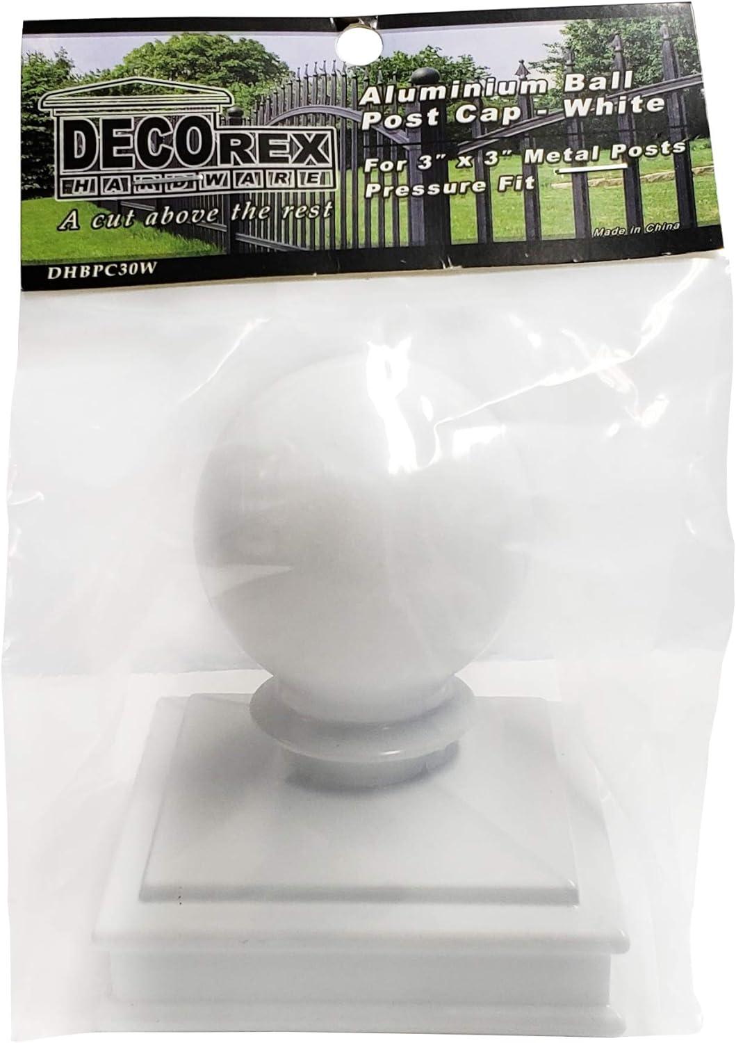 3" x 3" Aluminium Ball Top Post Cap for Metal Posts - Pressure Fit - White