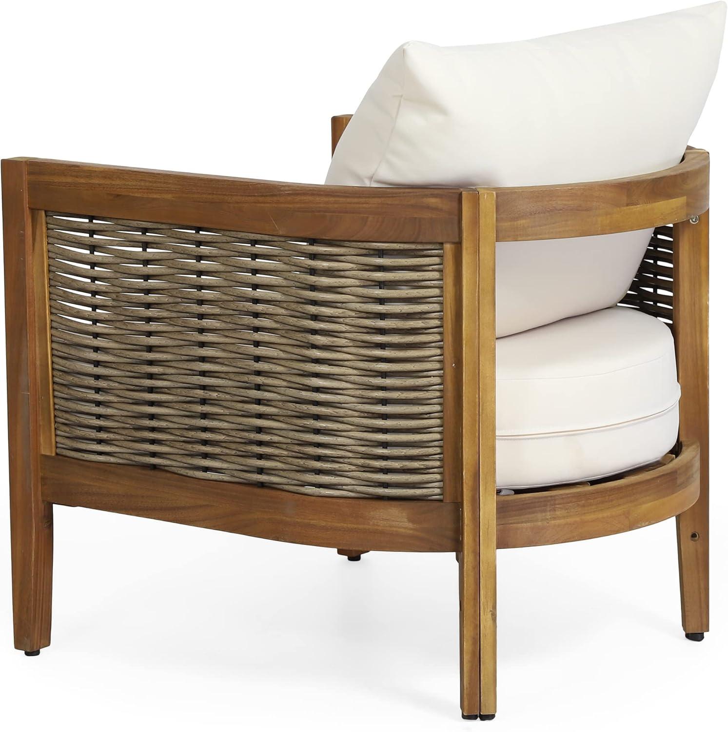 Burchett 2pk Outdoor Acacia Wood Club Chairs with Cushions: Weather-Resistant, UV-Resistant - Christopher Knight Home