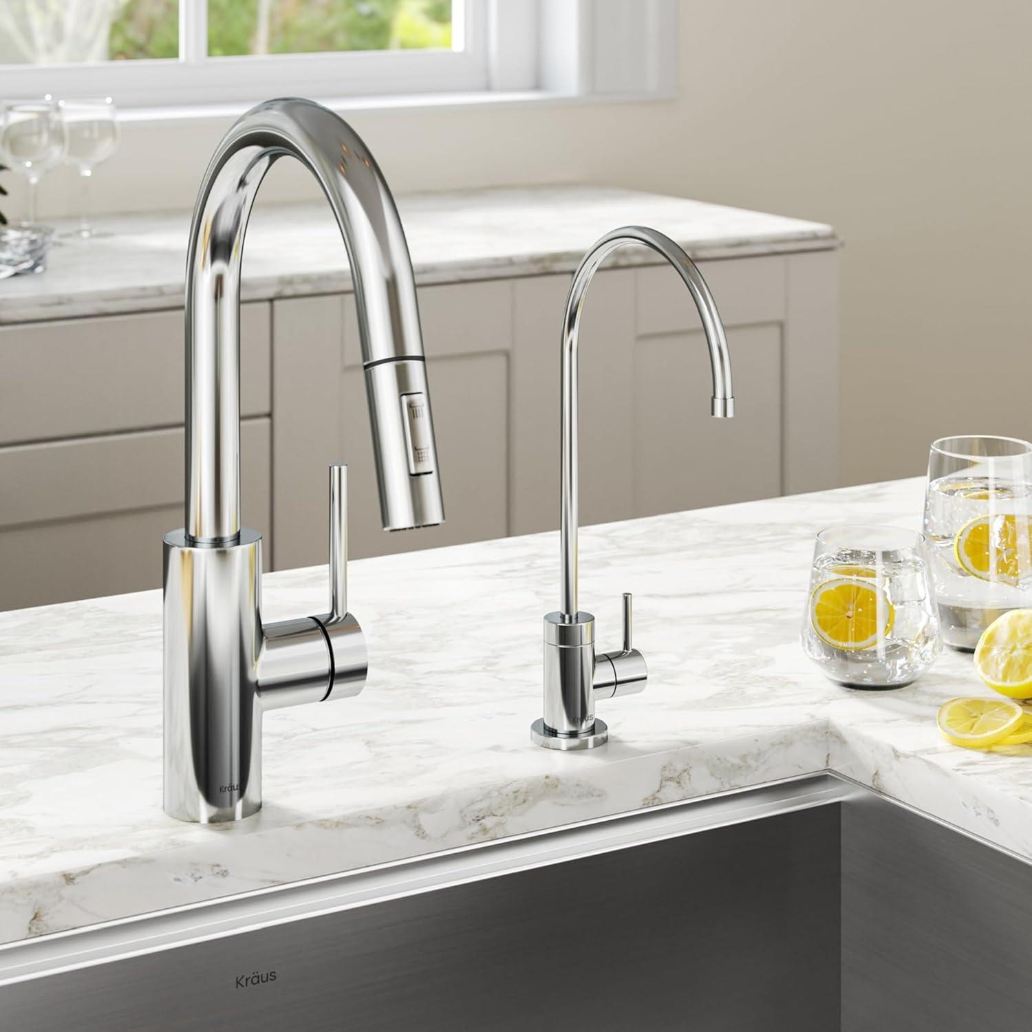 Chrome Modern Pull-Down Kitchen Faucet with Spray