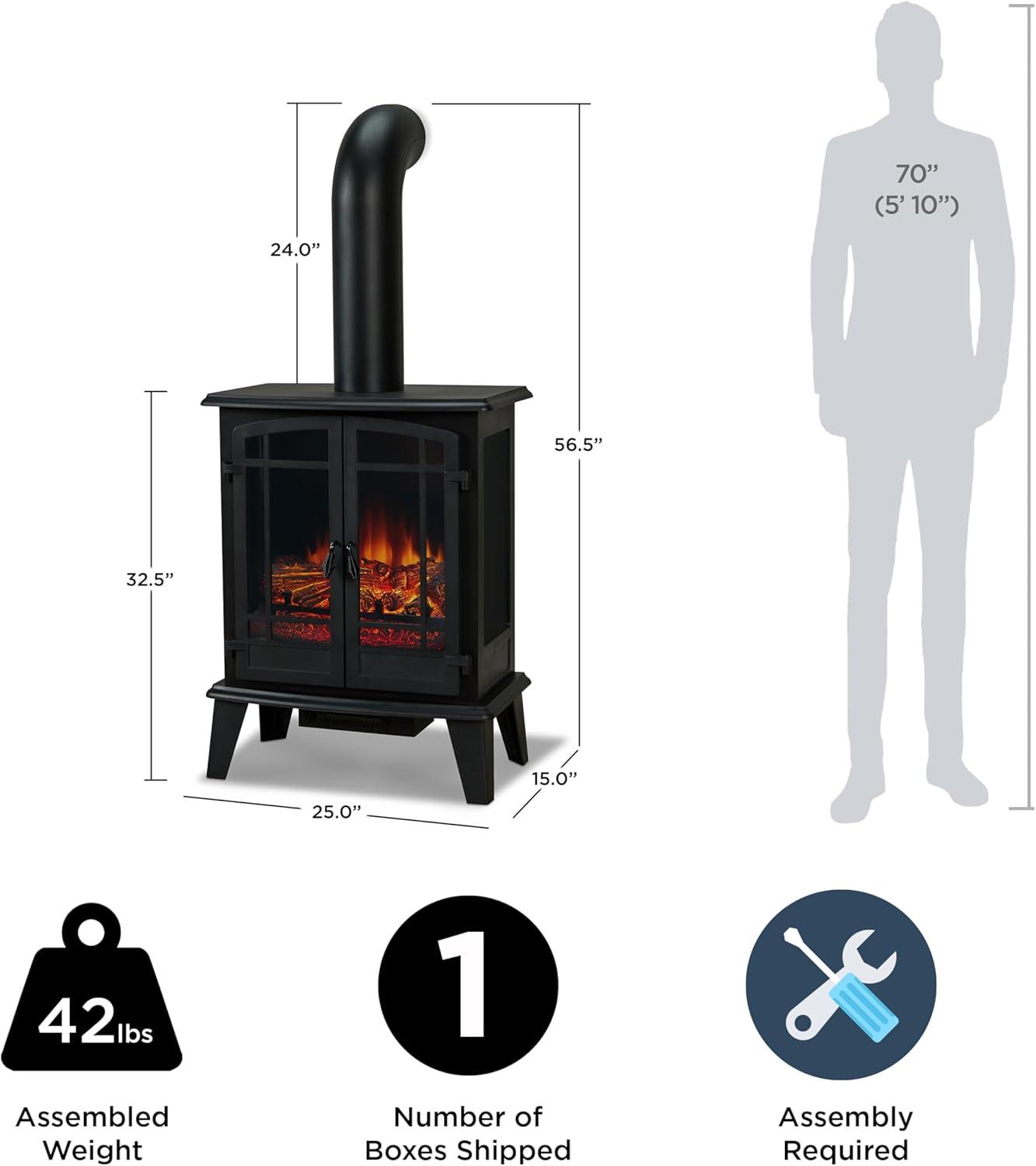 Real Flame Contemporary Metal Foster Stove Electric Fireplace in Black