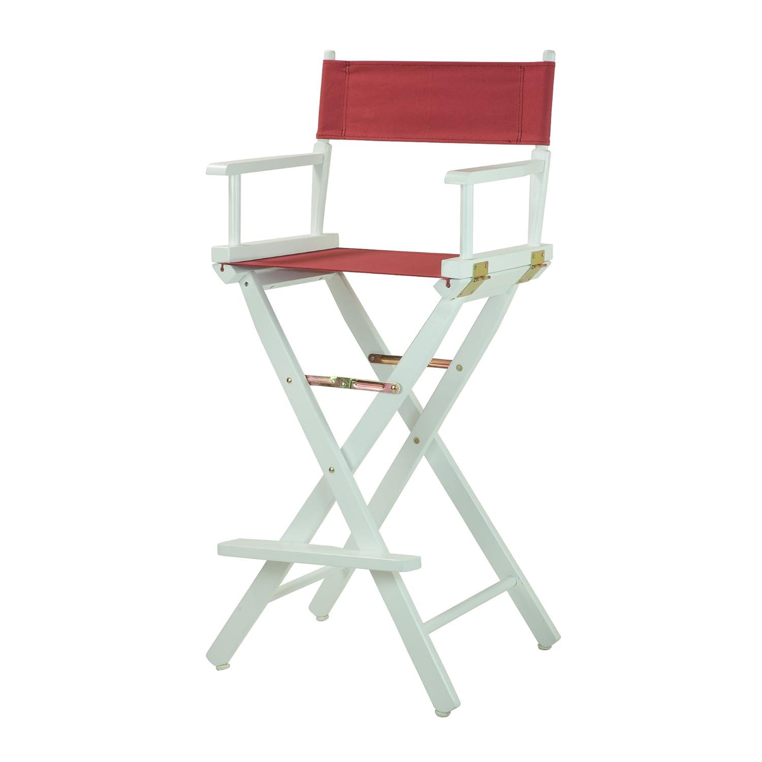 Director's Stool 30 Inch, White Wood Base with Multiple Seat Color Choices