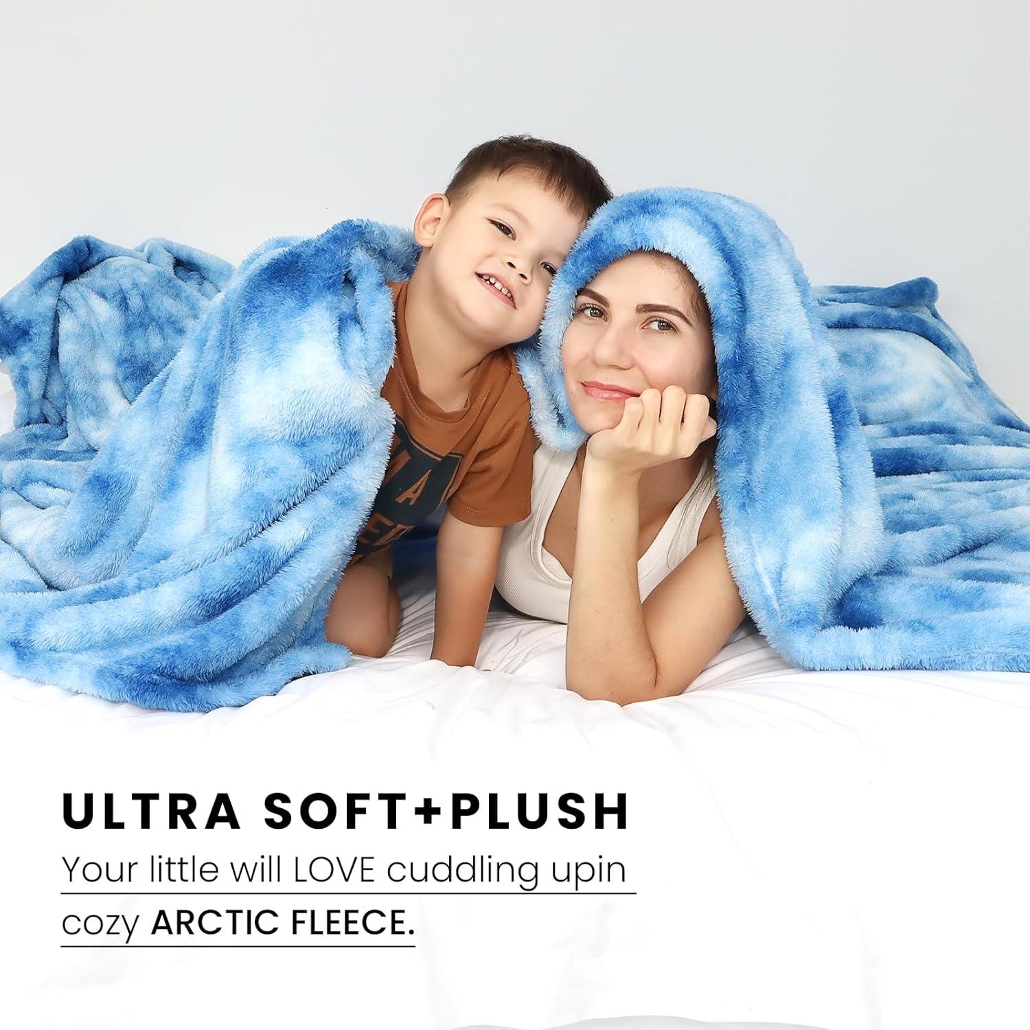 Blue Tie-Dye Reversible Fleece Throw Blanket, 70" x 50"