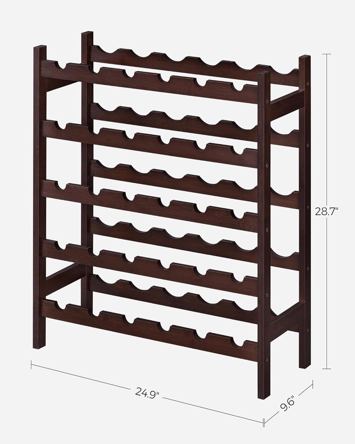 Espresso Bamboo 5-Tier 30-Bottle Freestanding Wine Rack