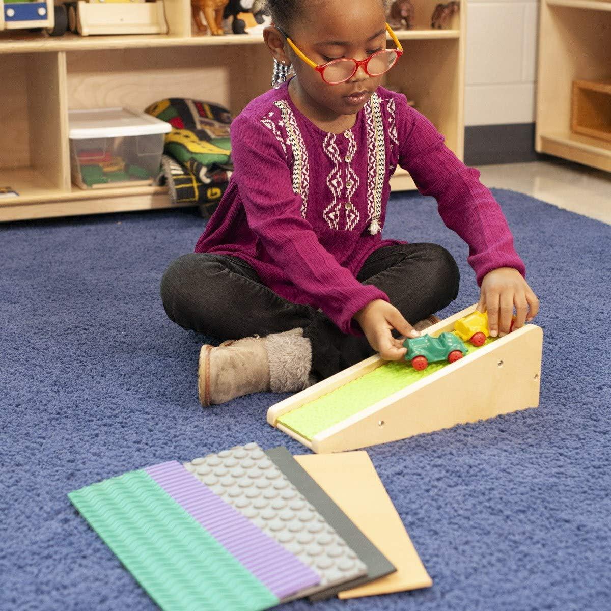 Wooden STEM Ramp with Textured Inserts and Activity Cards