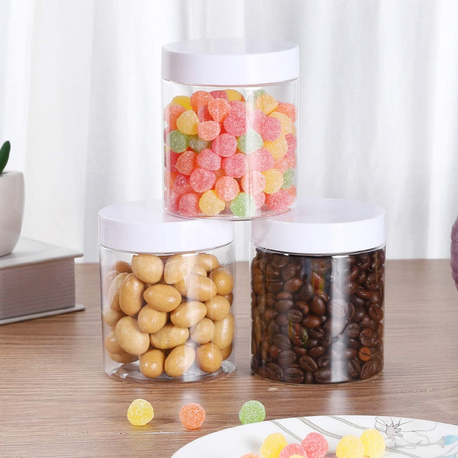 24Pack 8oz Plastic Jar Storage Container with White Lids Airtight Clear Wide-mouth Slime Storage Jars for Cosmetic Cream Light Clay