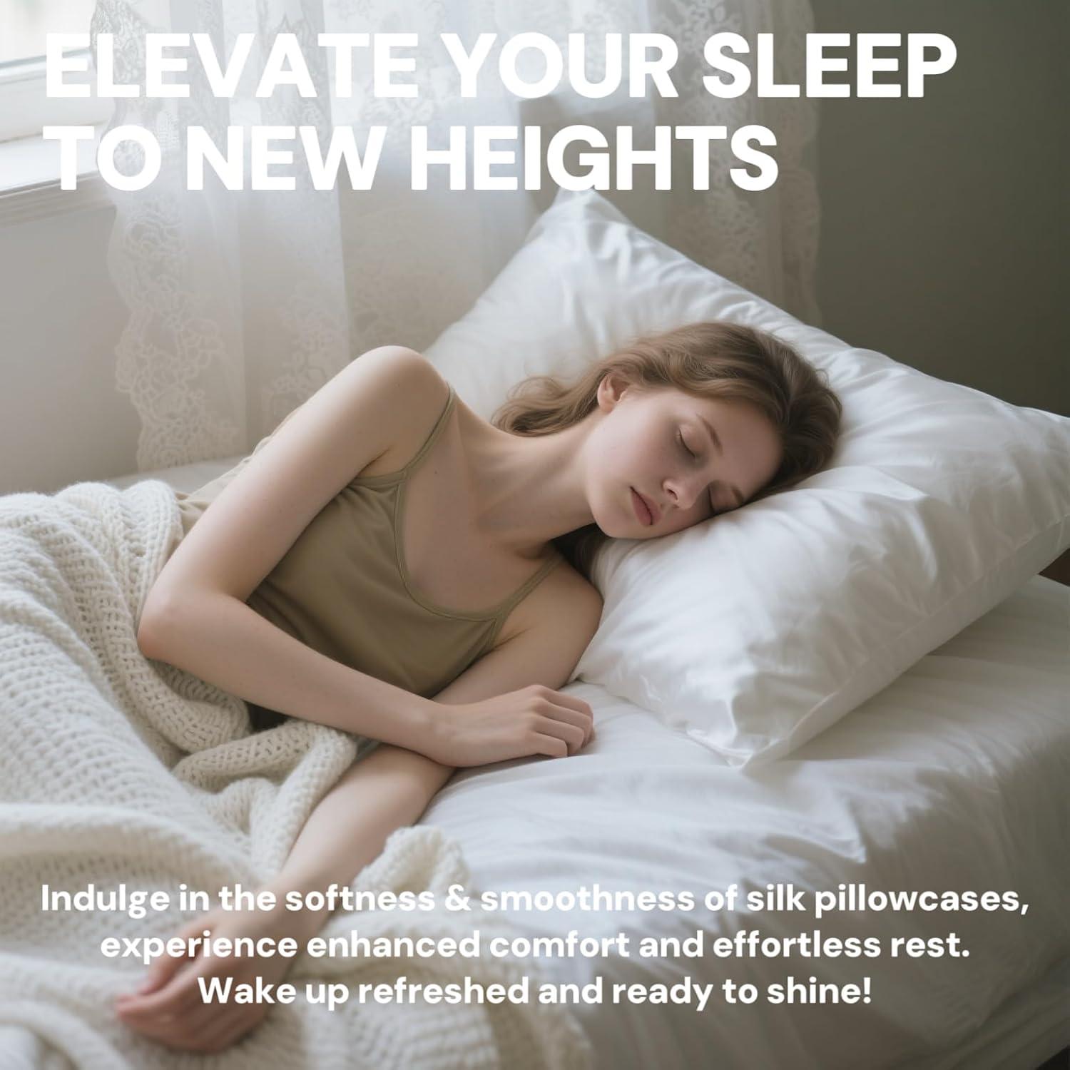 Ravmix Silk Pillow Cases with Zipper, 21 Momme Mulberry Silk Pillowcase for Hair Skin Health, Soft Smooth Breathable Cool Pillow Cover for Beauty Sleep with Gift Box(Queen 20"x30", Ivory White) 1PC