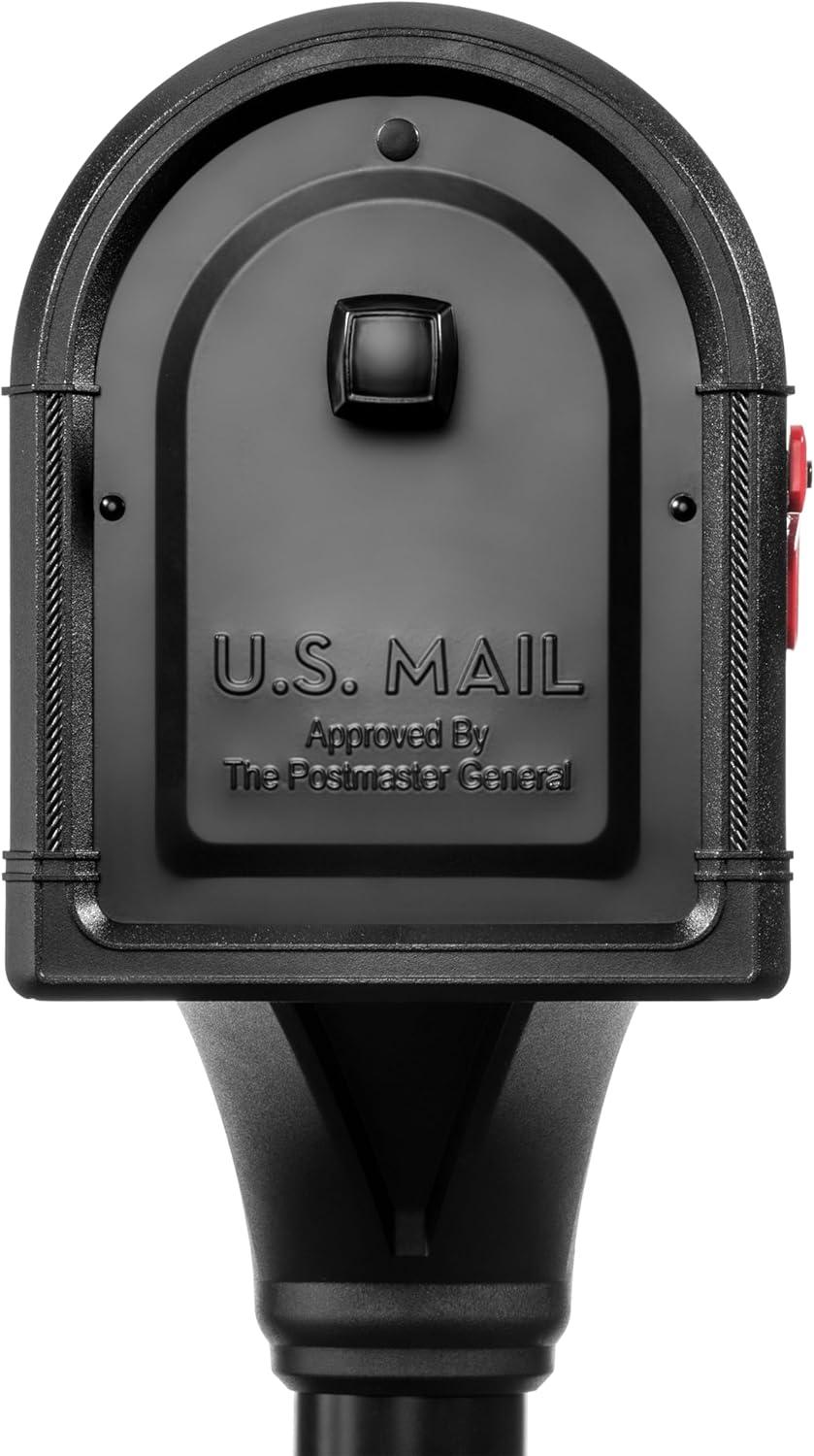 Large Black Aluminum Post Mount Mailbox with Steel Post