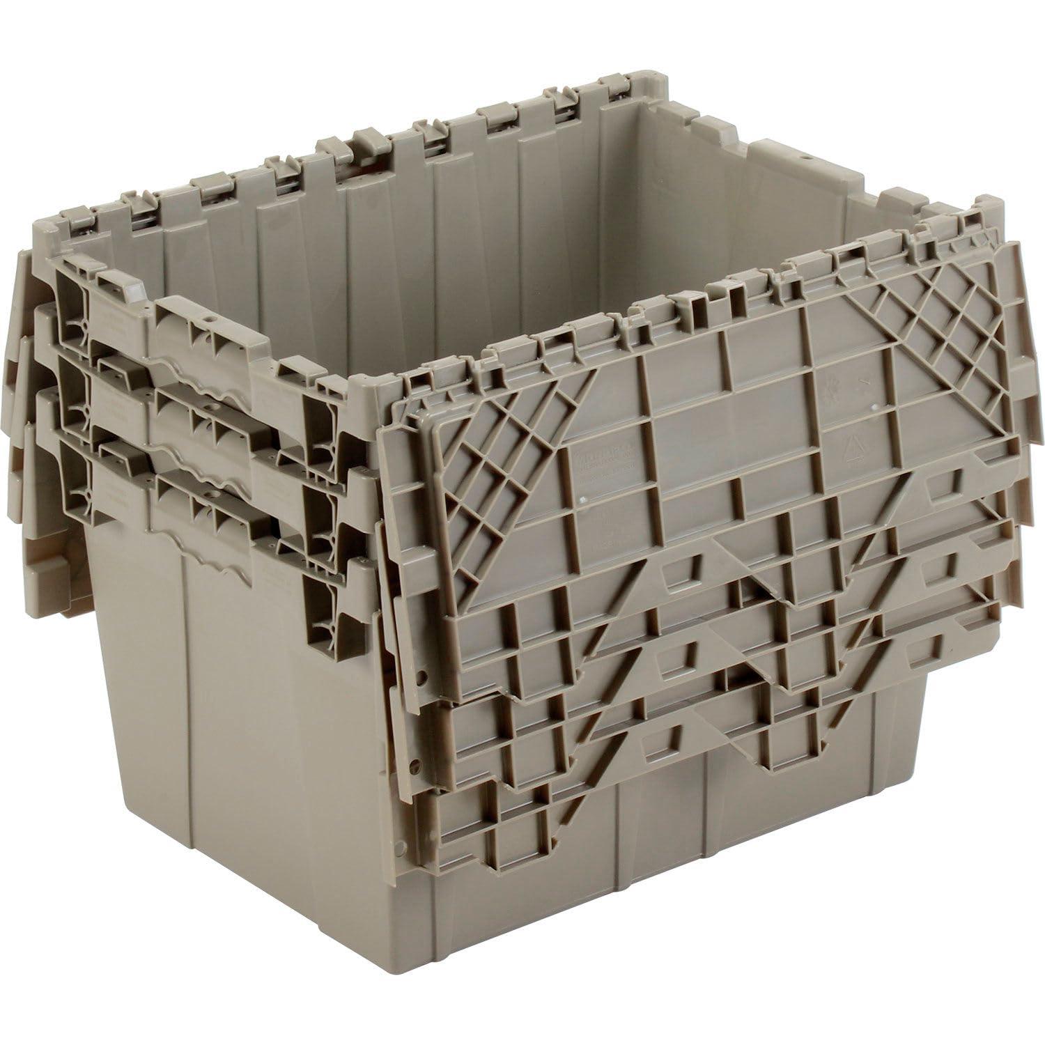 Gray Plastic Hinged Lid Storage Container 21-7/8x15-1/4x12-7/8