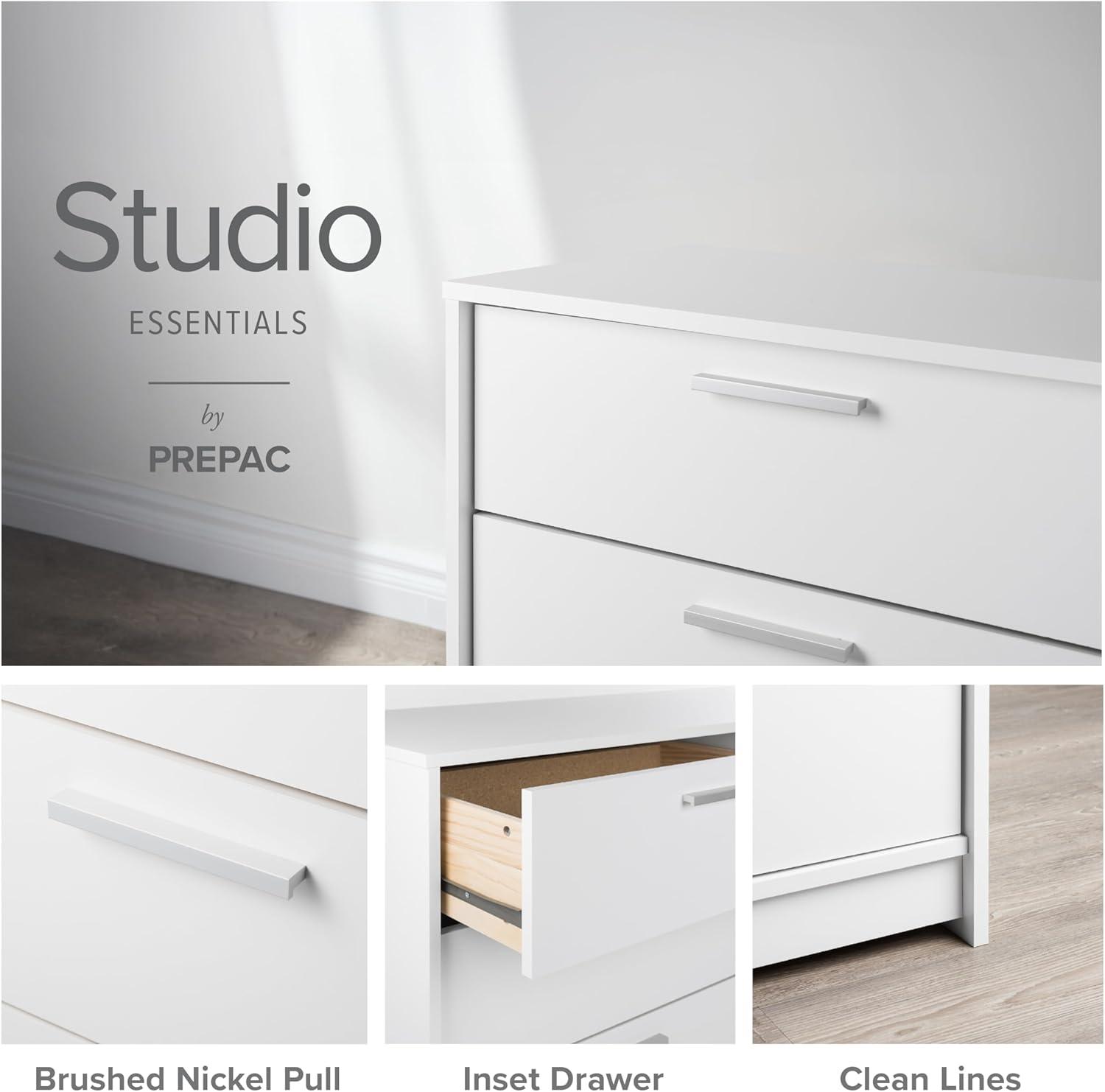 Studio Essentials White 3 Drawer 16" D X 21.25" W x 26.25" H Nightstand