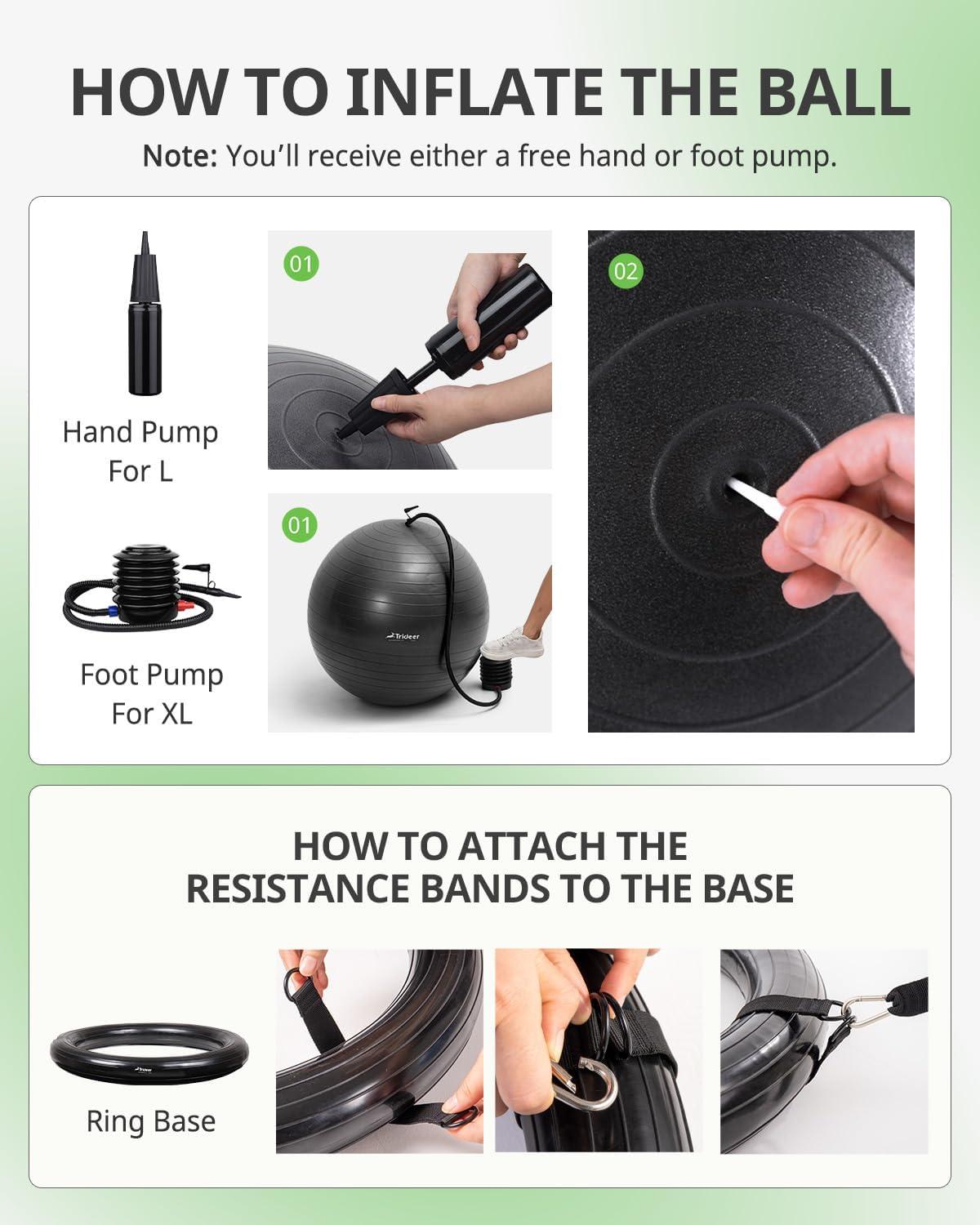 Trideer Ball Chair Yoga Ball Chair Exercise Ball Chair with Base & Bands for Home Gym Workout Ball for Abs, Stability Ball & Fitness Ball Seat to Relieve Back Pain