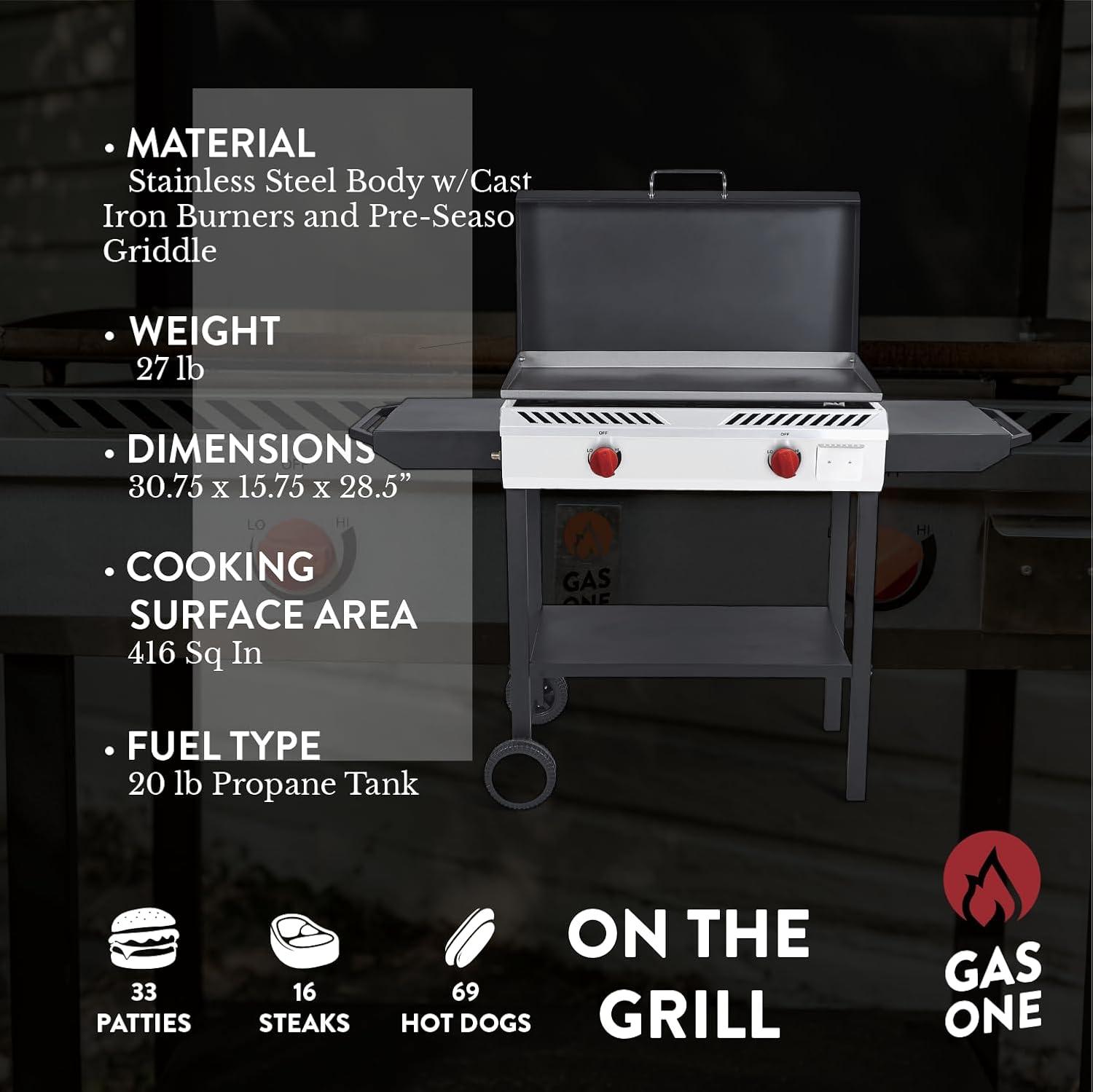 Black 2-Burner Propane Gas Grill with Side Shelves