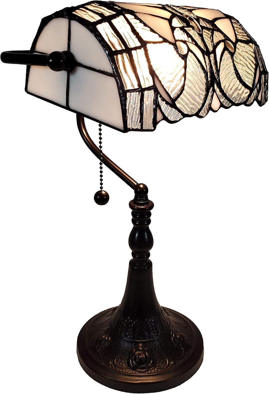 Amora Lighting Tiffany Style Vintage Banker Lamp - 16" Tall