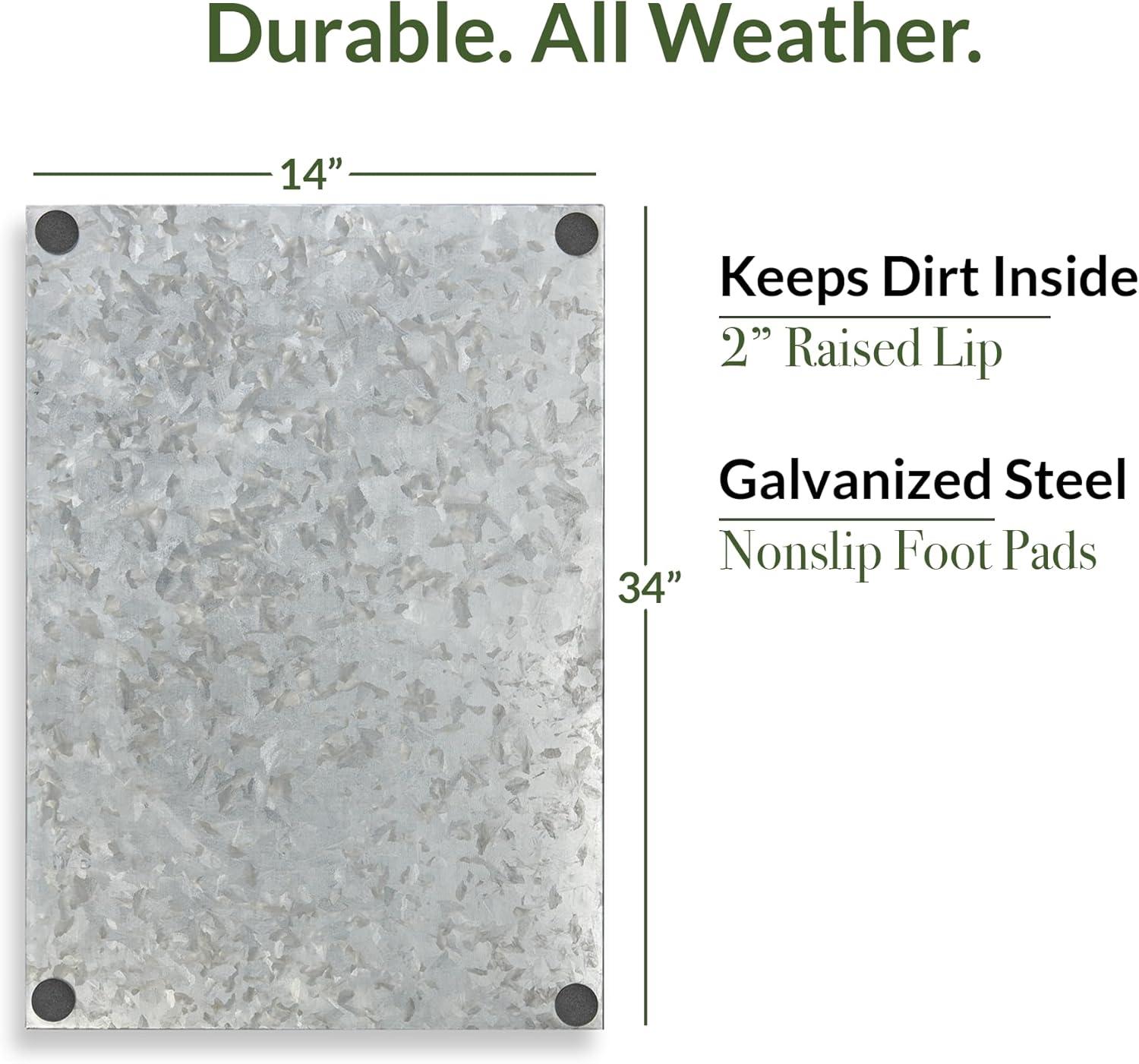 Galvanized Gray Rectangular Metal Multi-Purpose Boot Tray