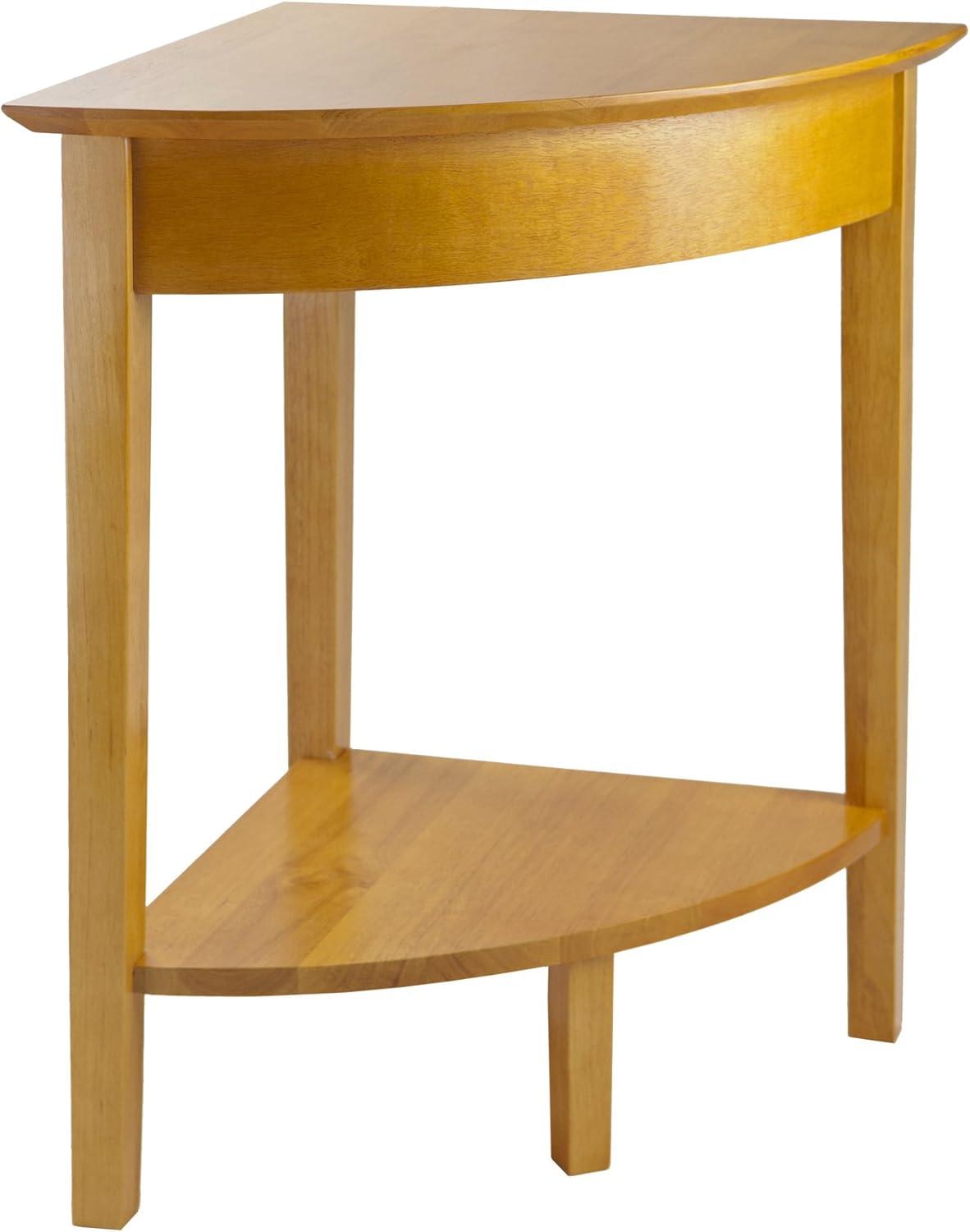 Studio Corner Table Honey - Winsome: Rounded Accent, Shelf Storage, Wood Construction