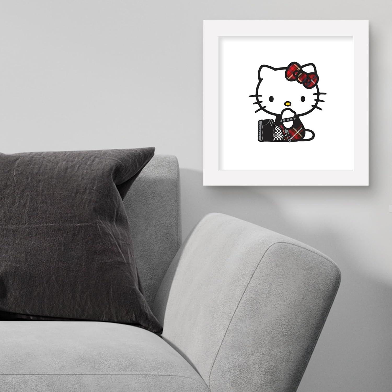 Gallery Pops Sanrio Hello Kitty - Punk Red Wall Art, White Framed Version, 12" x 12"