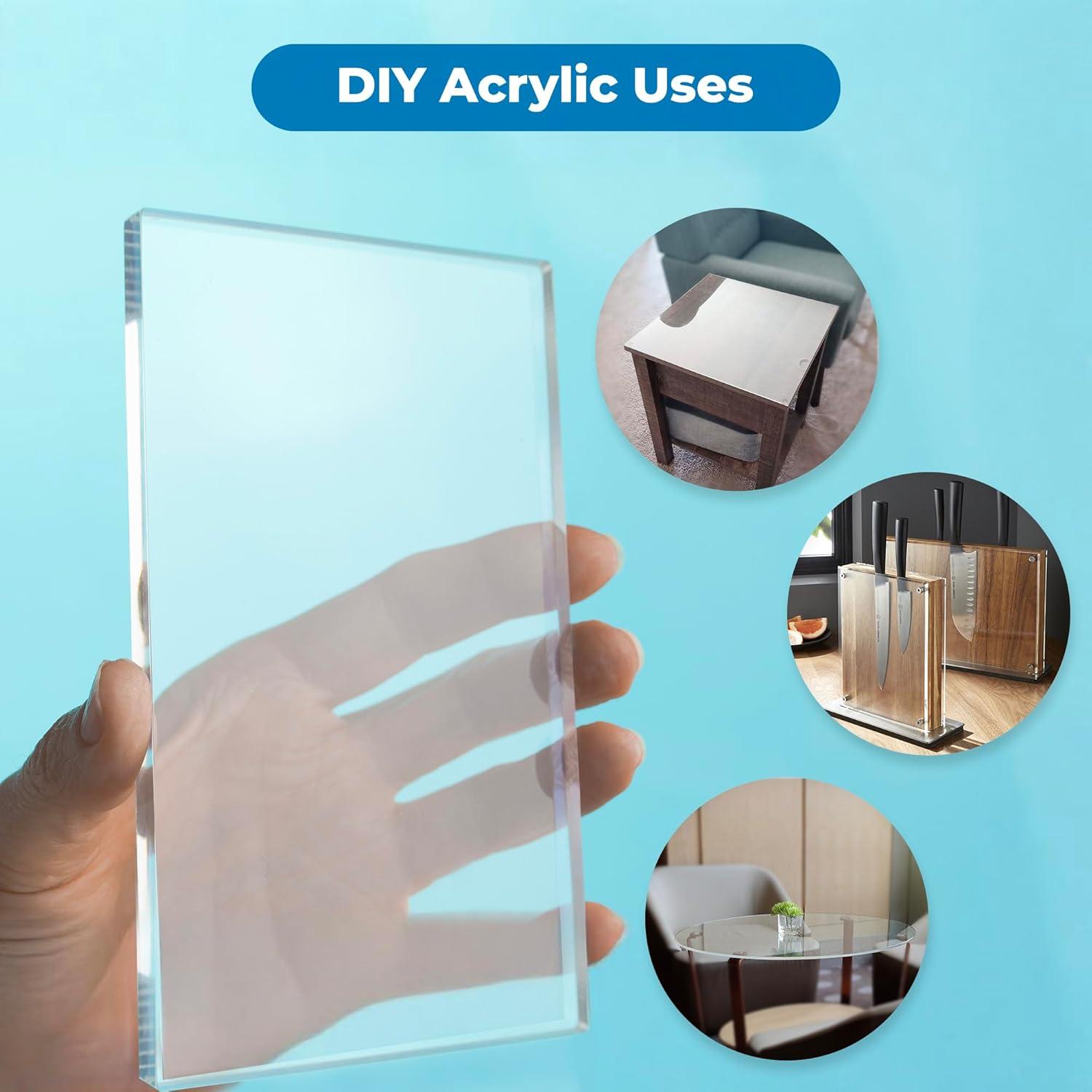 Fab Glass and Mirror Pack of 2 Plastic PET Acrylic Plexiglass Sheet 1/8 inch Thick, Clear 6"x12" (3 mm) with Protective Film, for DIY Craft Projects, Picture Frame, Signs & Table Top, 2 (ACR3M6X12RC)