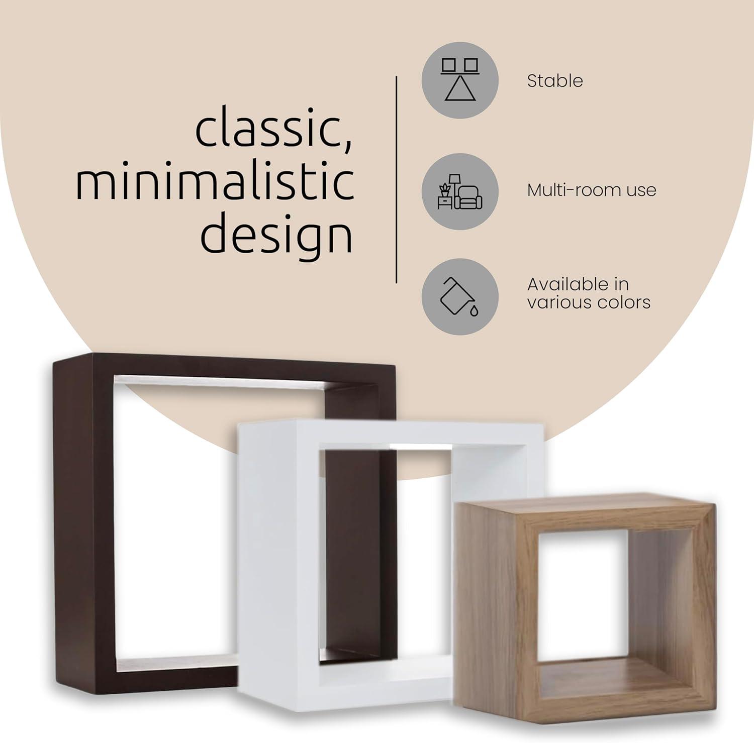 Nexxt Set of 3 Cubbi Floating Wall Shelves White: Wood Composite Wall Cubes, No Assembly Required