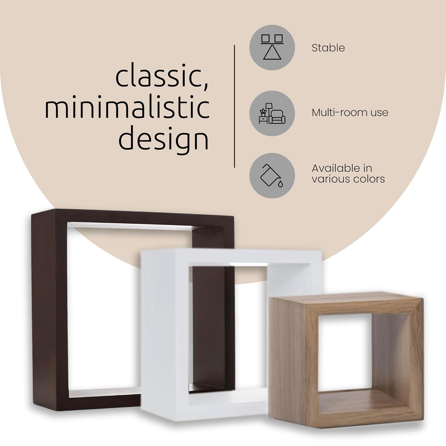 kieragrace KG Moderno Cubo Flotante Estantes de Pared Espresso de Madera Diseñada