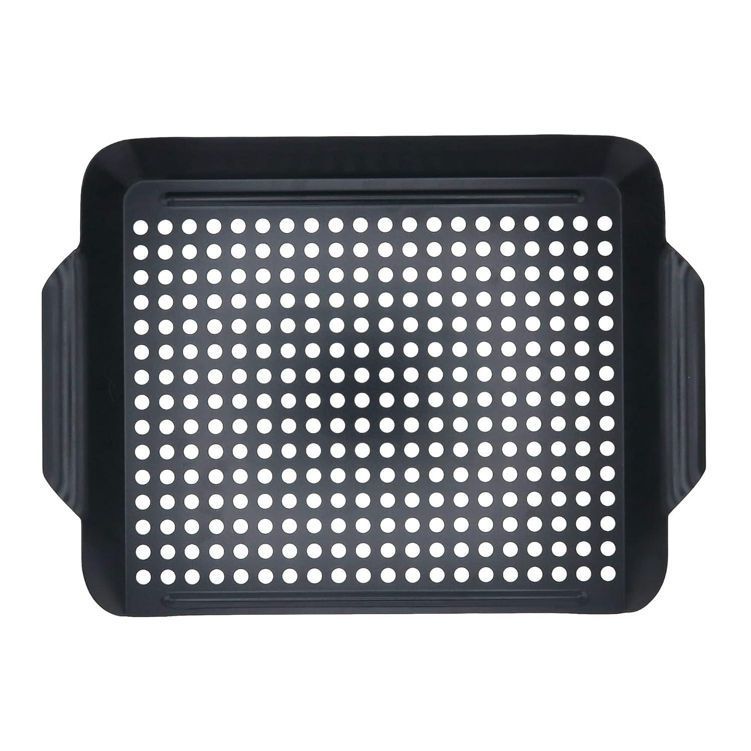 Mr. Bar-B-Q Premium Heavy Duty Non-Stick Grill Topper | Rust Resistant Grill Pan with Handles | Easy to Use Grilling Accessories | Great for Seafood & Vegitables, Medium