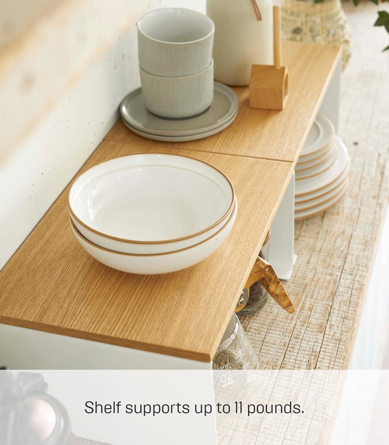 Yamazaki Tosca Large White Wood-Top Stackable Kitchen Rack