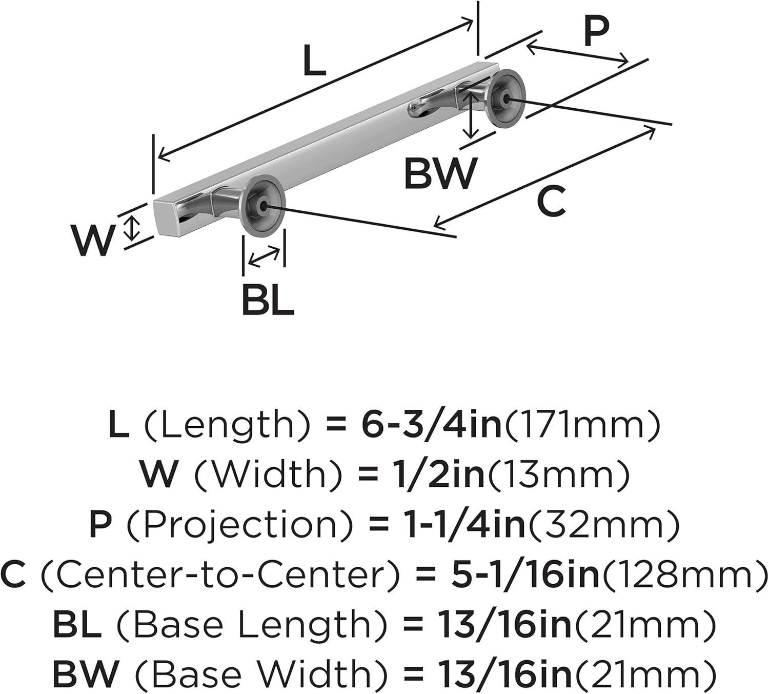 Amerock Everett 5-1/16 inch (128mm) Center-to-Center Polished Chrome Cabinet Pull