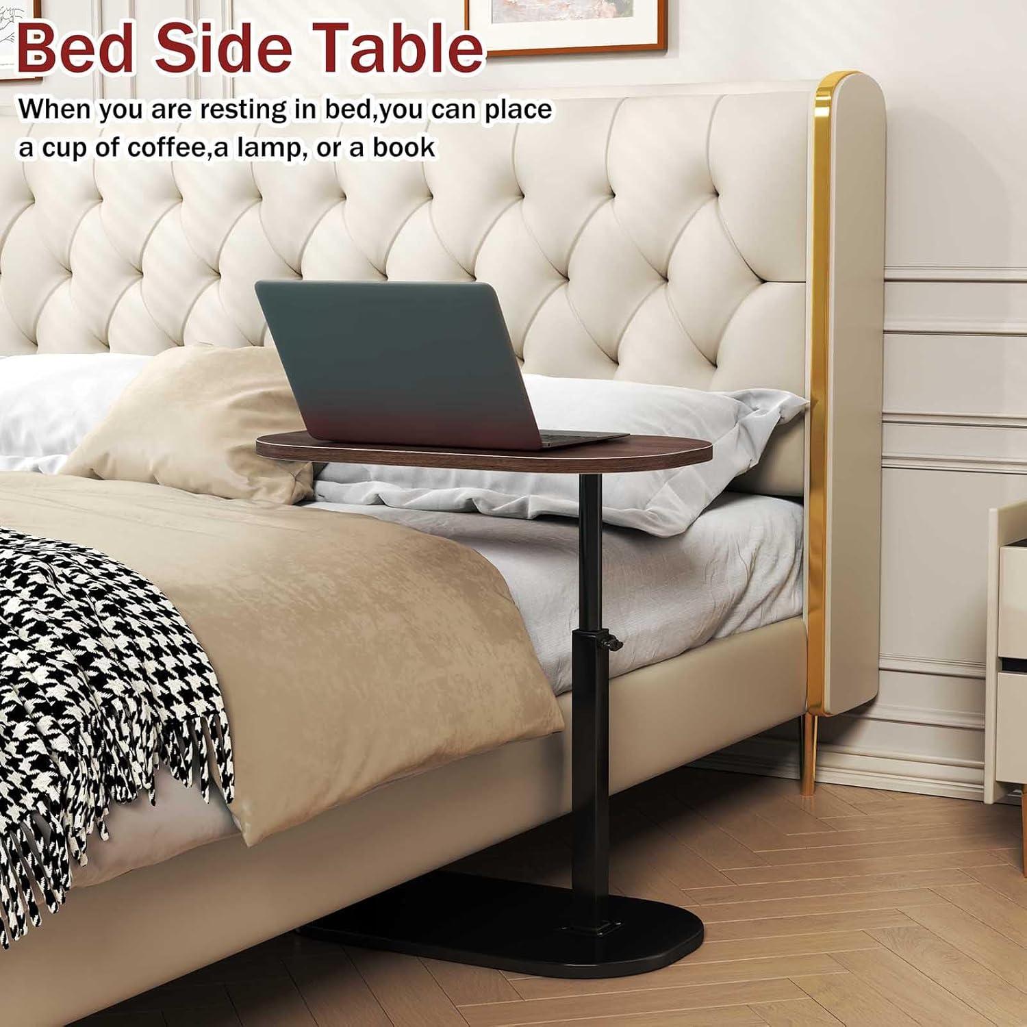 17 Stories C Shaped Side Table,Adjustable Height C Table End Table For Couch,360°Swivel Couch Side Tables Slide Laptop Desk For Sofa/Bed/Bathtub/Rotating Tabletop