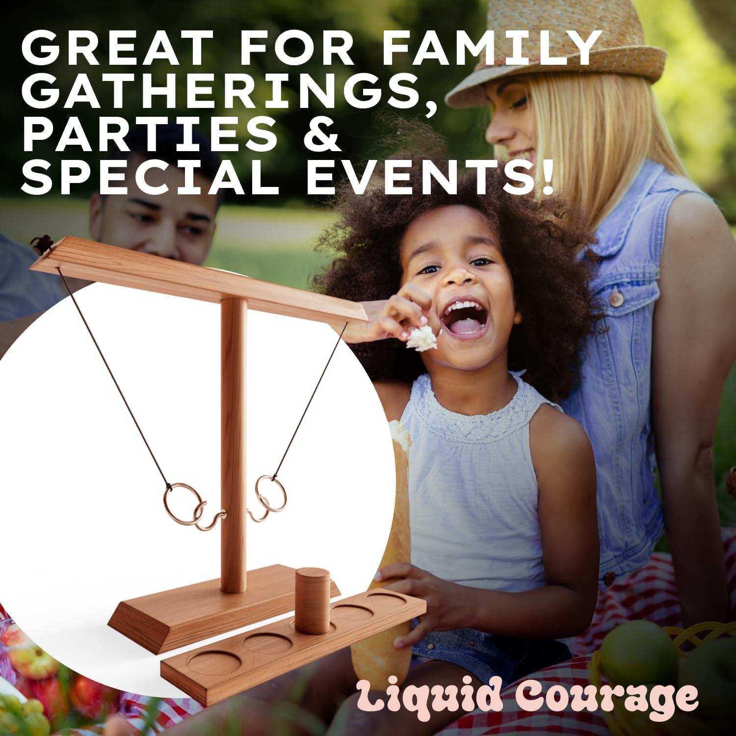 Large Wooden and Metal Ring Toss Game for Indoor and Outdoor Fun