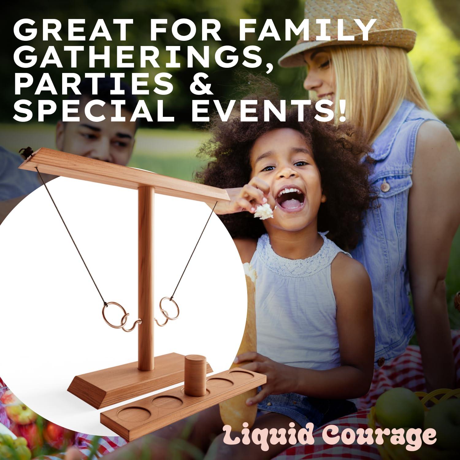 Large Wooden and Metal Ring Toss Game for Indoor and Outdoor Fun