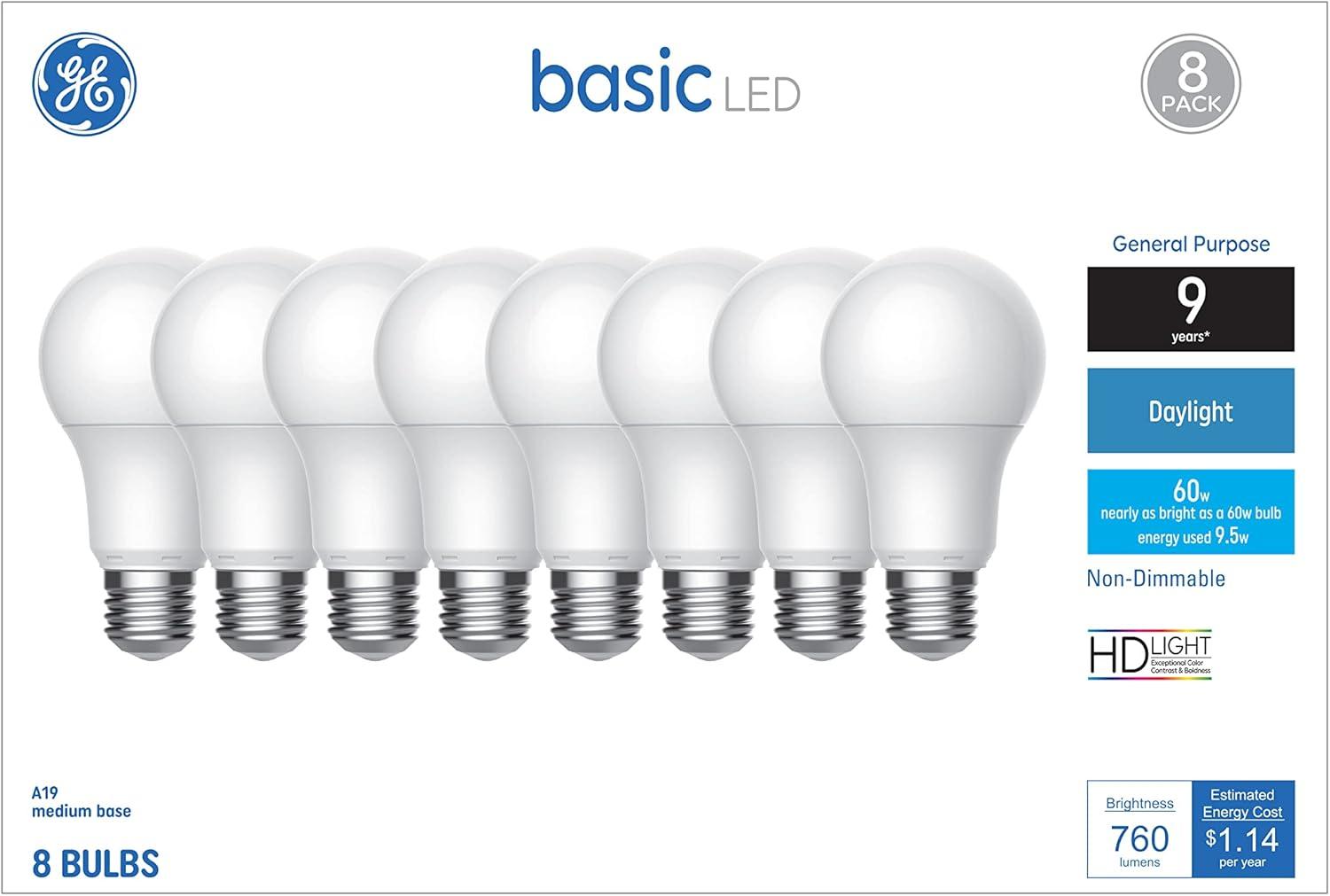 White LED Daylight Screw-in Light Bulbs, 8-Pack