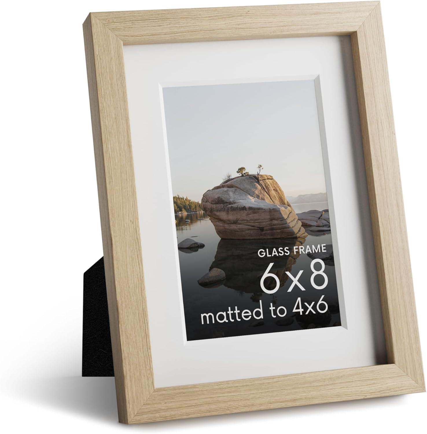 Natural Oak 6x8 Picture Frame with Real Glass