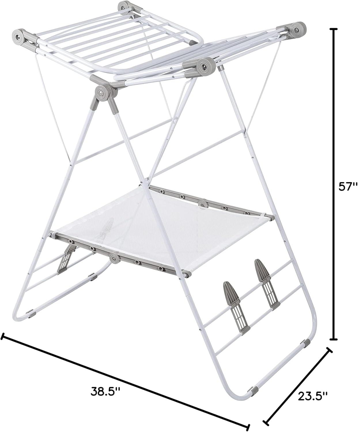 Large White Expandable Folding Gullwing Clothes Drying Rack