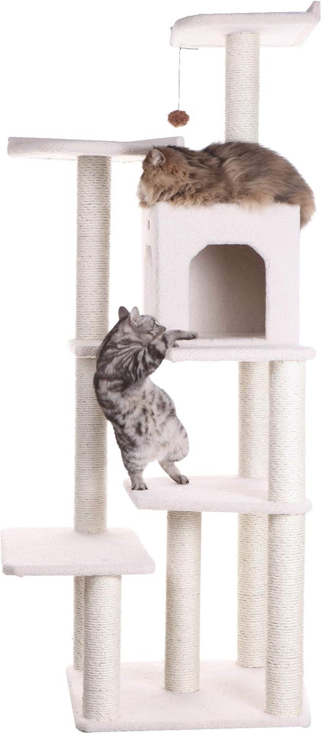 Armarkat 68-in Cat Tree & Condo Scratching Post Tower, Ivory