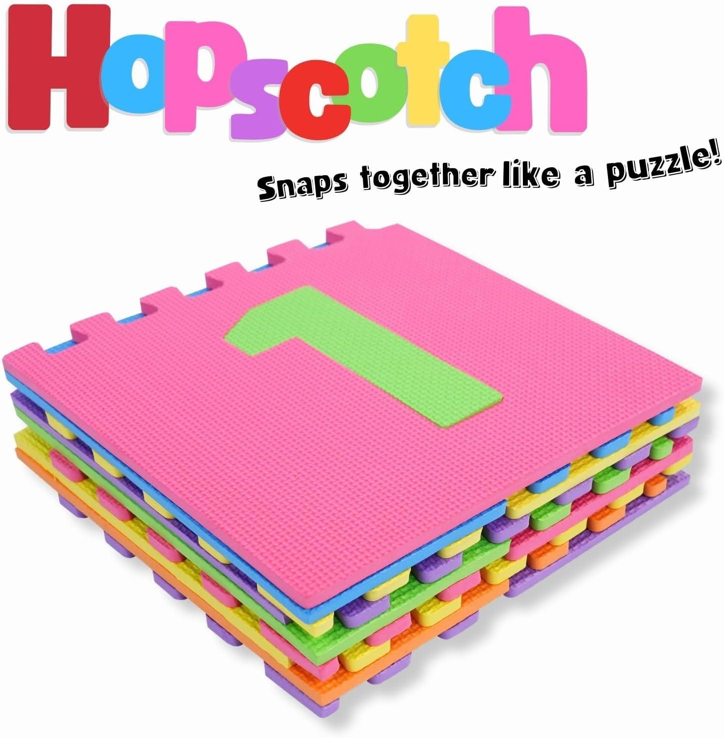 Hopscotch Playmat Foam Interlocking Puzzle Floor Mat - 10 Large Number Tiles (12" by 12" Square Blocks)