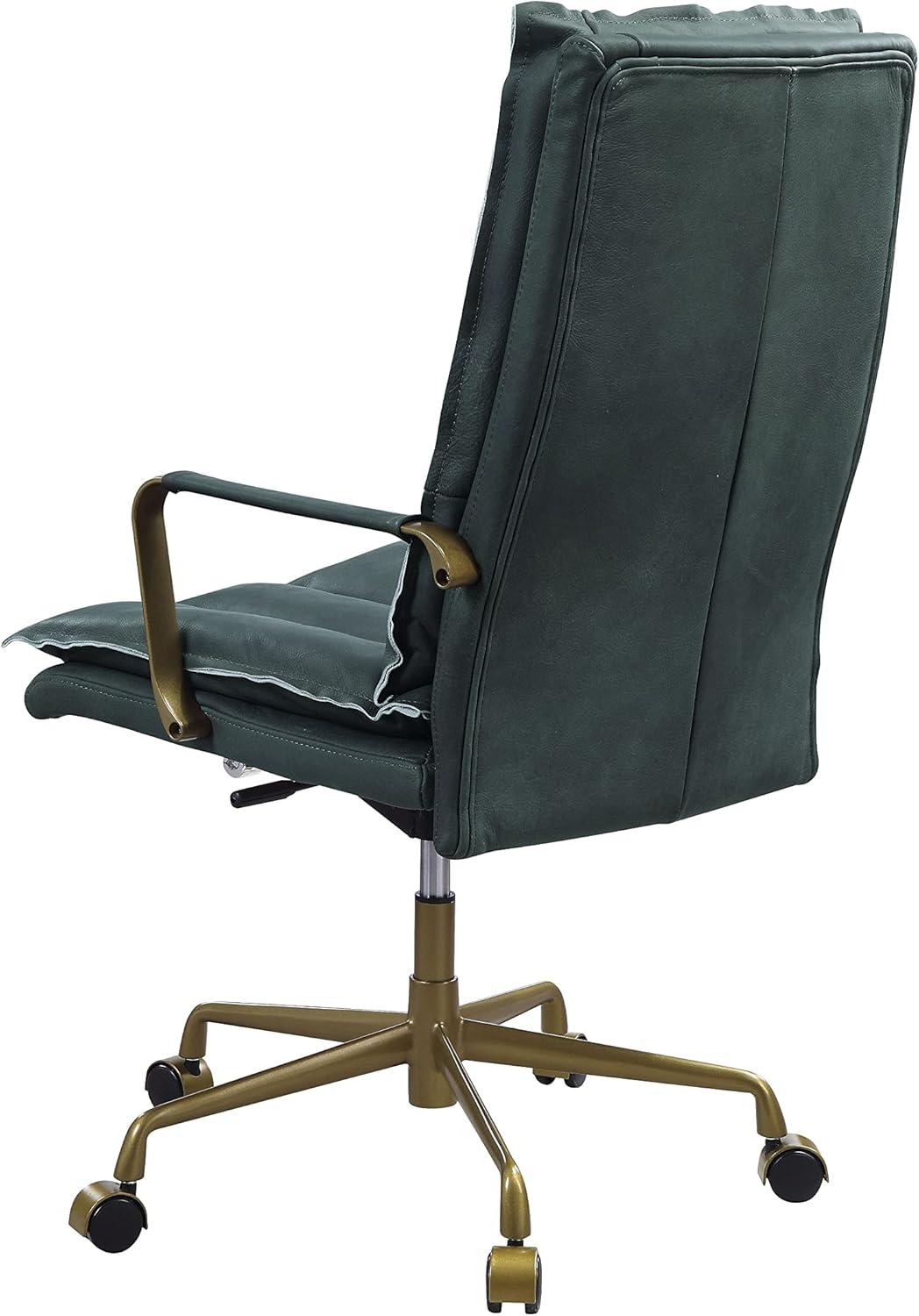 Luxurious Dark Green Top Grain Leather Executive Swivel Chair