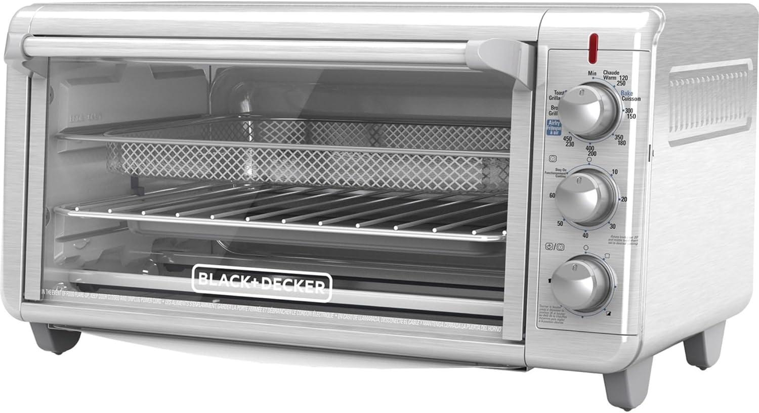 BLACK+DECKER Extra Wide Crisp ‘N Bake Air Fry Toaster Oven, Silver, TO3265XSSD