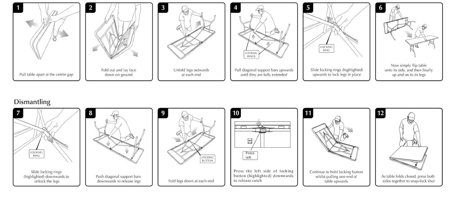 6 Foot Folding Table,White Plastic Folding Table,Built-in Handle,White