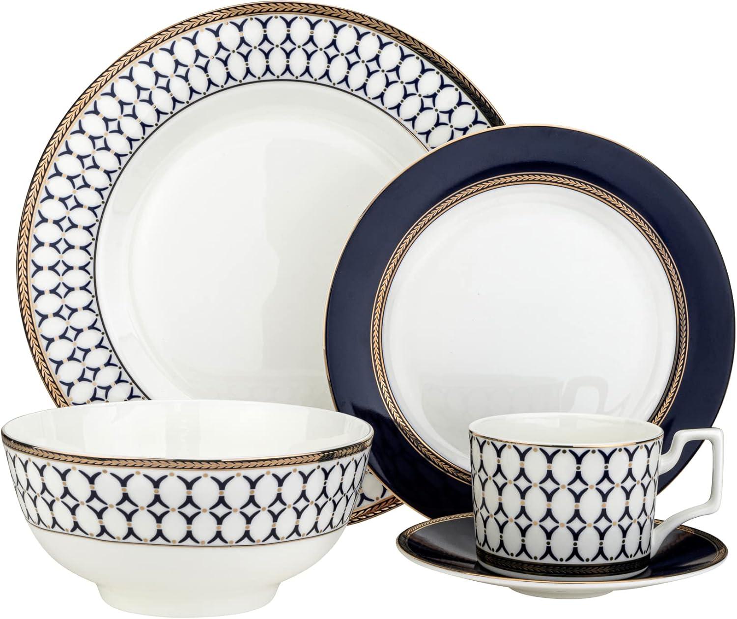 Victoria Bella WR-TSB-2 Bone China Porcelain 2 Tea Cups & 2 Saucers, Tea Pair, Dinnerware Set, Service for 2. Renaissance Gold