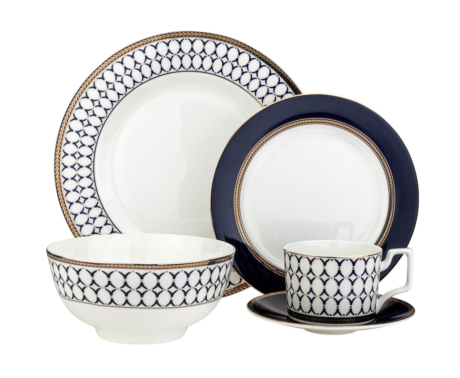 Victoria Bella WR-TSB-2 Bone China Porcelain 2 Tea Cups & 2 Saucers, Tea Pair, Dinnerware Set, Service for 2. Renaissance Gold