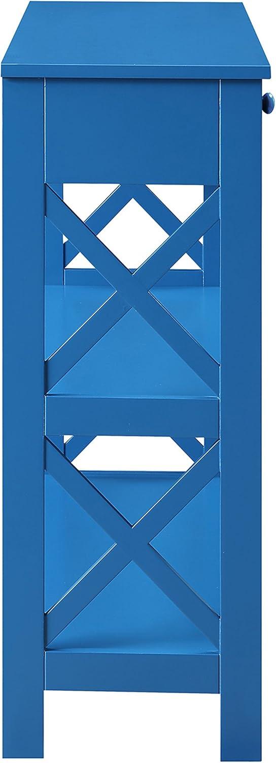 Convenience Concepts Oxford 1 Drawer Console Table with Shelves, Blue