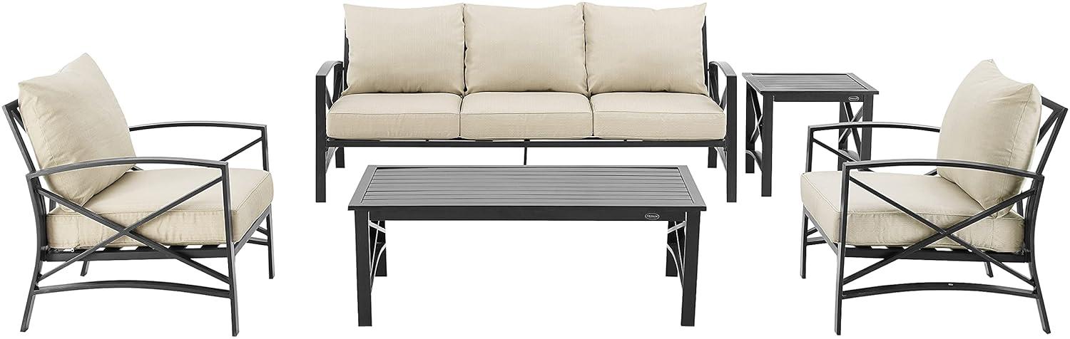 Kaplan 5pc Outdoor Sofa Set - Oatmeal - Crosley: Steel Frame, Transitional Design, Patio Lounge Furniture