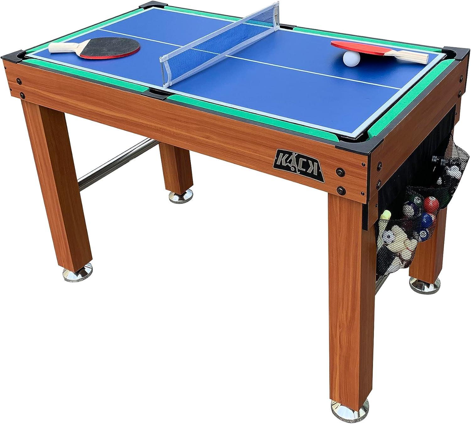 KICK Defender 48″ 10-in-1 Multi-Game Table (Black) - Combo Game Table Set - Foosball, Billiards, Glide Hockey, Ice Hockey, Table Tennis, Chess, Backgammon, Draughts, Bowling, Shuffleboard for Family