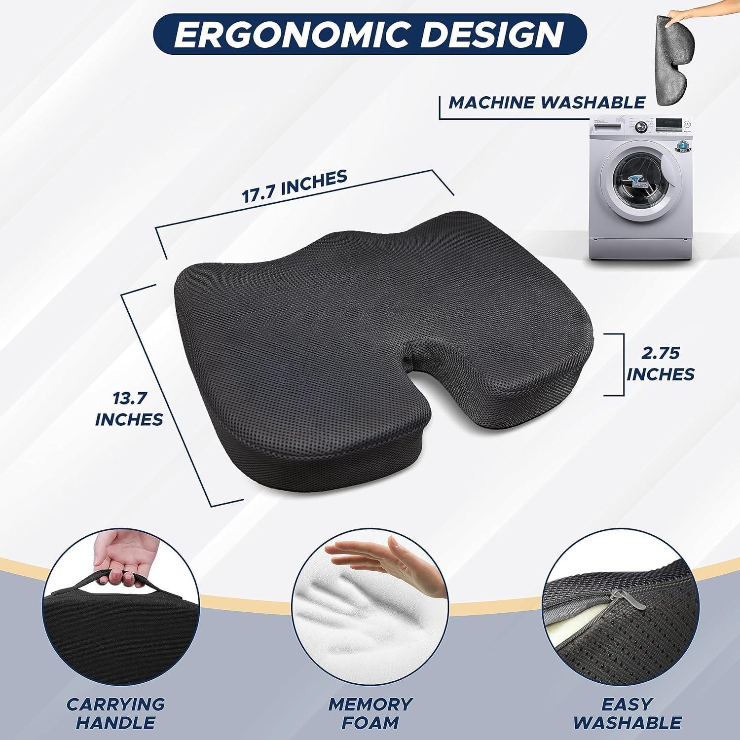 Black Gel and Memory Foam Orthopedic Seat Cushion