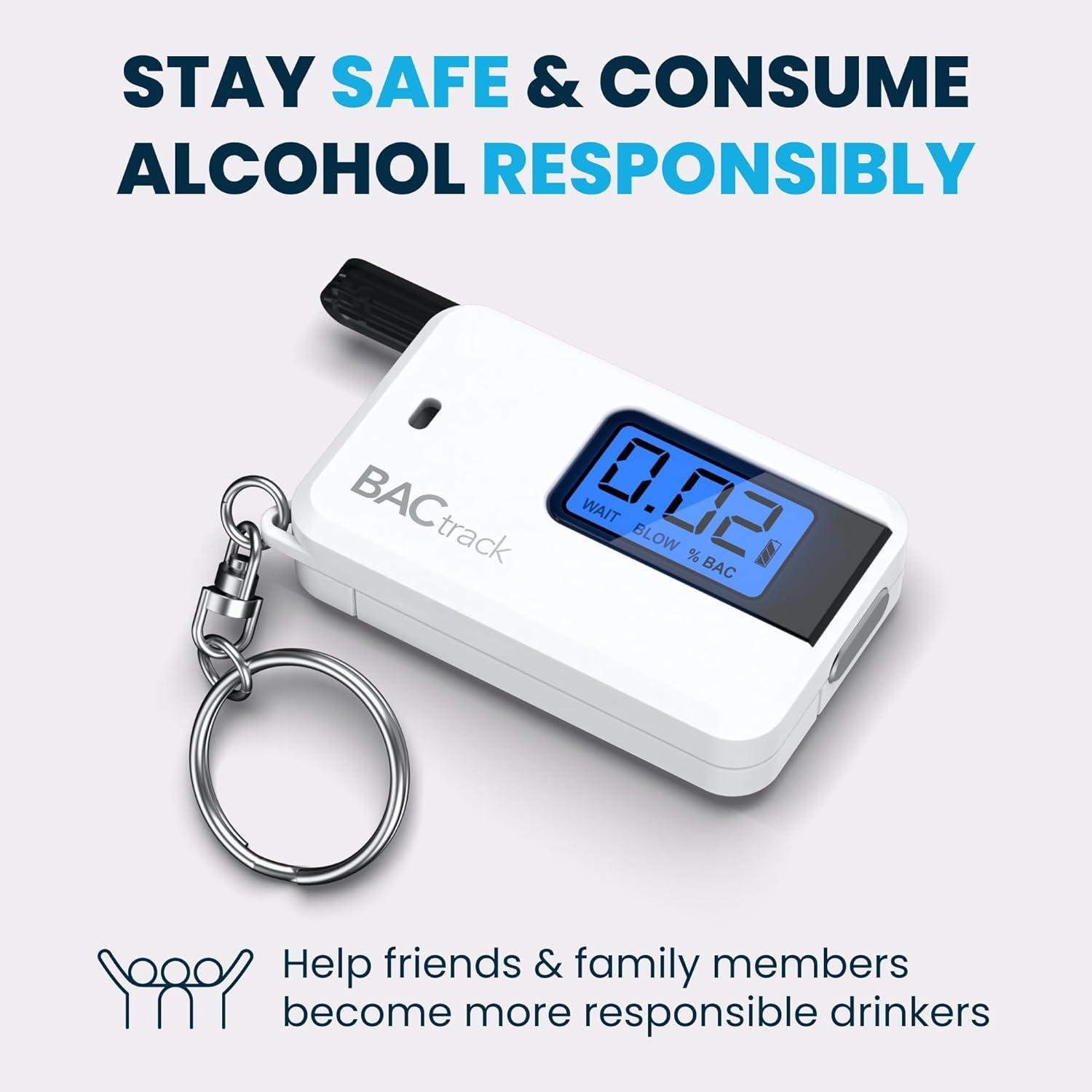 BACtrack Go Keychain Breathalyzer (White) | Ultra-Portable Pocket Keyring Alcohol Tester for Personal Use