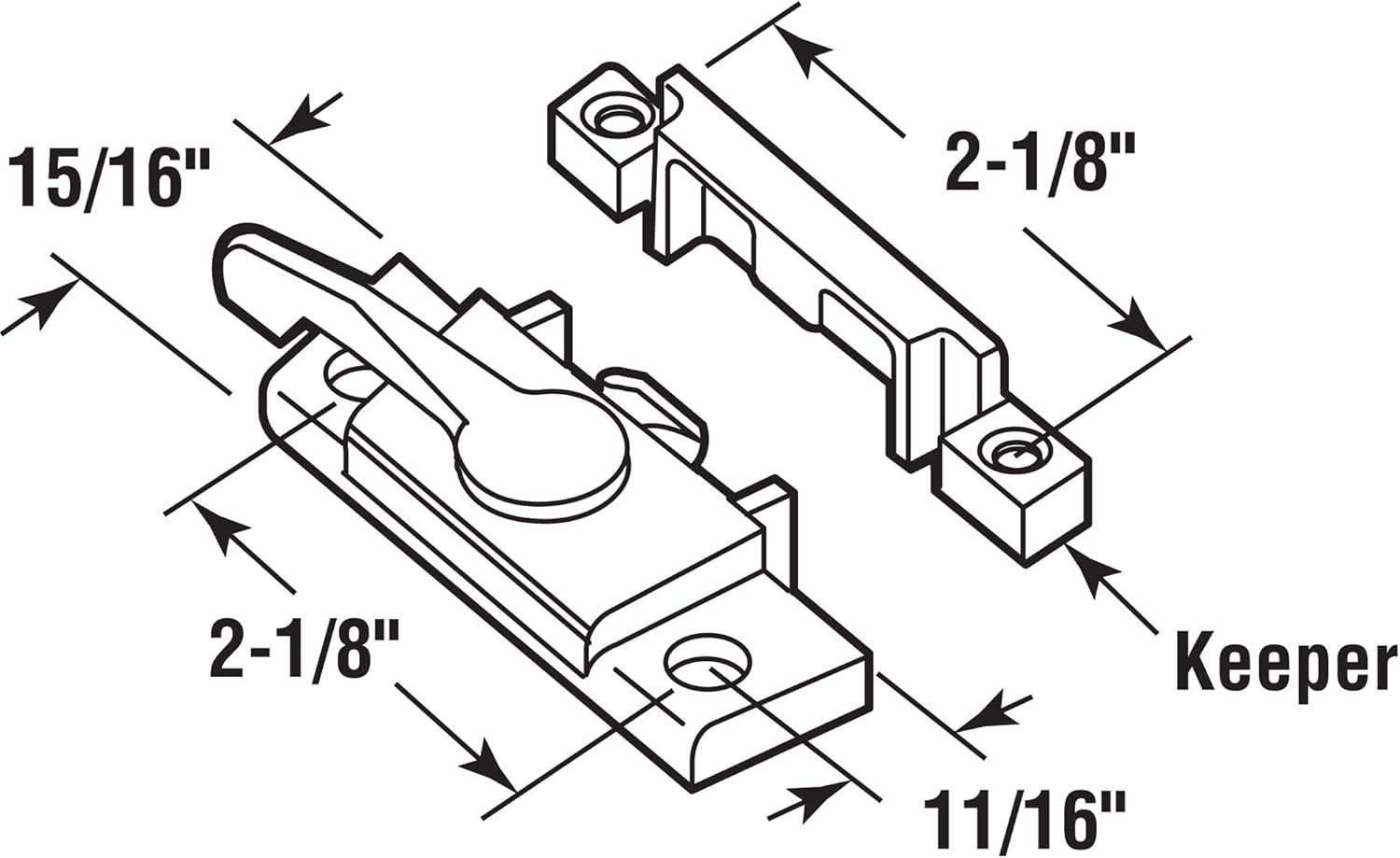 White Diecast Vinyl Window Sash Lock with Cam Action